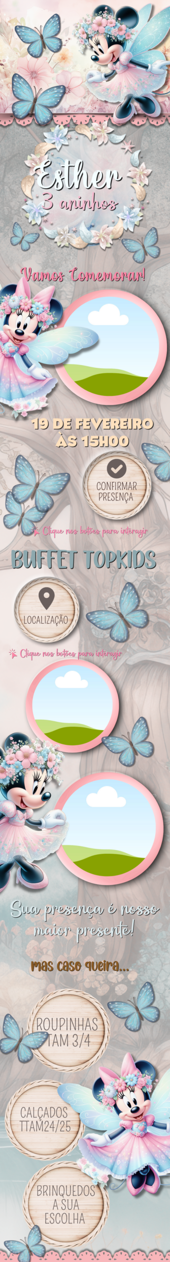 Convite infinito Minnie Jardim das Fadas
